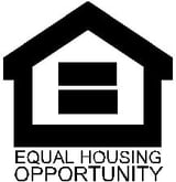 Equal Housing Opportunity logo featuring a house silhouette with two horizontal lines and text below